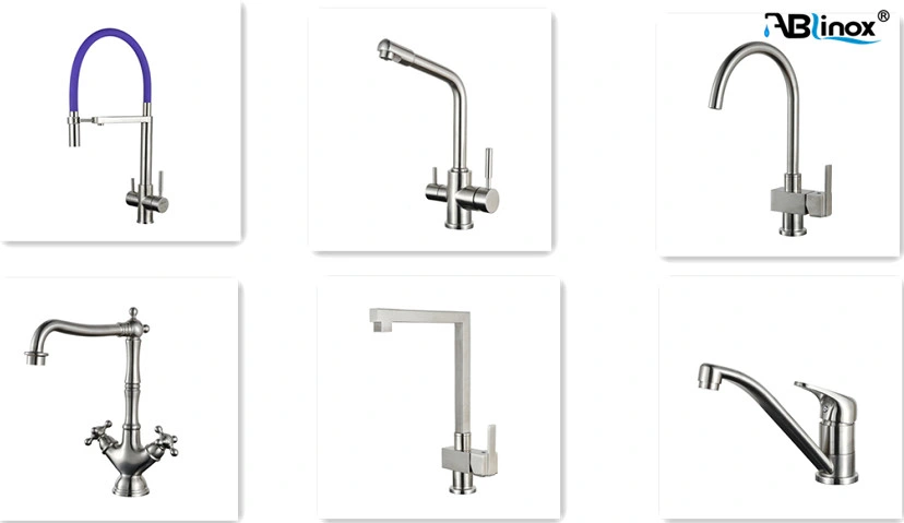 Luxury Double Handles Kitchen Faucet Hot and Cold Mixer Tap Pure Water Filter Satin Finish